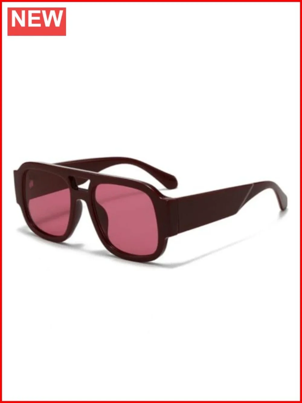 Retro Oversized Aviator Sunglasses Chunky Double Bridge Thick Frame Square